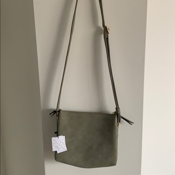 Suede olive green purse - Picture 2 of 5